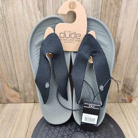 Hey Dude Other - Hey Dude Milo Flip Flops Mens Size 10 Sandals Black Comfort Slide Shoe Thong NEW